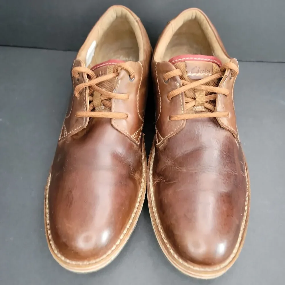 Clarks Mens Brown Leather Suede Oxford Shoes Size 13 M US 12 G UK Lace Up